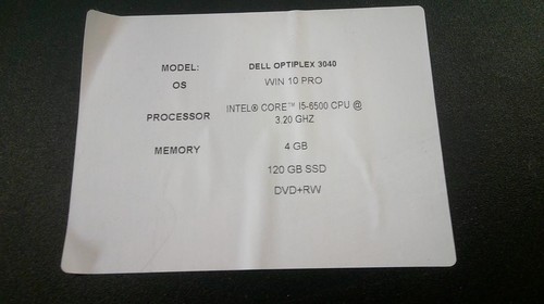 Dell OptiPlex 3040 SFF Core i5-6500 3.20GHz 4GB 120GB SSD W10 Desktop PC (B762) - Bild 12 von 12