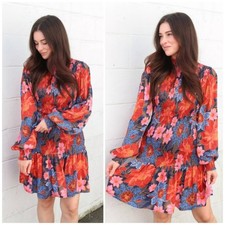 Farm Rio Navy Garden Smocked Mini Dress Excellent! XS