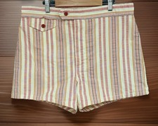 Vintage 1970s Gatsby USA Robert Bruce ILGWU Striped Lined Cotton Shorts, 36