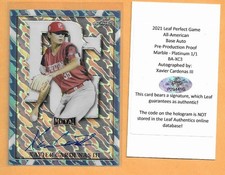 XAVIER CARDENAS 1/1 AUTO 2021 LEAF PERFECT GAME PREPRODUCTION PROOF MARLINS SDSU