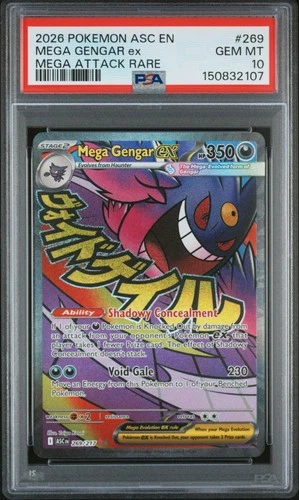 2026 POKEMON ASC EN-ASCENDED HEROES MEGA ATTACK RARE #269 MEGA GENGAR EX PSA 10