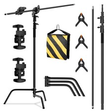 SH C Stand with Boom Arm, Heavy Duty Photography Light Stand, 6.8ft/210cm Sta...
