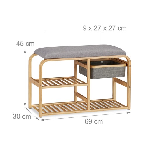Banco zapatero recibidor estantería de bambú 120 kg banco organizador de zapatos - Imagen 4 de 9
