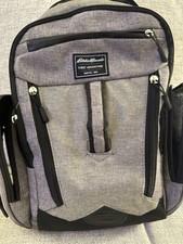 Eddie Bauer Places  Spaces Bridgeport Gray w/ Black Trim Diaper Bag Backpack