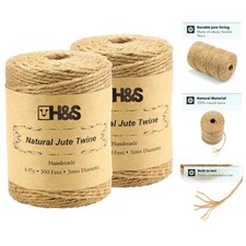 Natural Jute Twine String - 300 Ft Heavy-Duty 6 Ply, 3mm Eco-Friendly Craft Rope