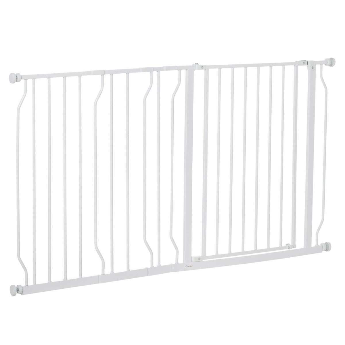 Pawhut White Dog Gate Wide Stair Gate W/ Door Pressure Fit Pets Barrier For Doorway, Hallway, 76H X 75-145W Cm - Image 2