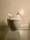 Vintage 1970's Avon Milk Glass Bird On Nest Lidded Candy Trinket Dish White