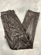 American Eagle Chocolate Brown Faux Leather Cargo Pants Size 4, Y2K vibes