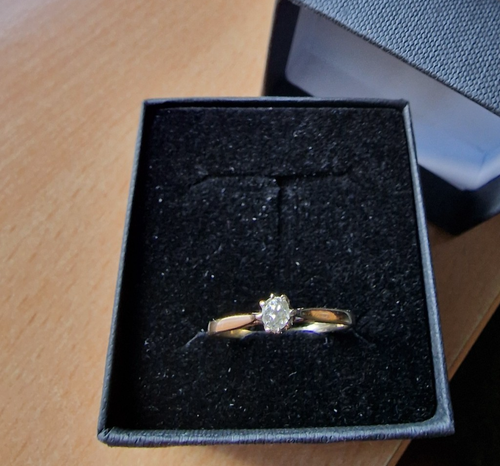 Vintage 18ct Gold Diamond Solitaire Ring- approx 0.25 carat size R1/2 - Picture 3 of 4