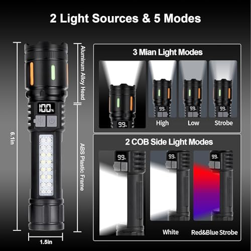 Flashlights High Lumens Rechargeable 2 Packs, 990,000 Lumens Super Bright LED - Picture 4 of 7