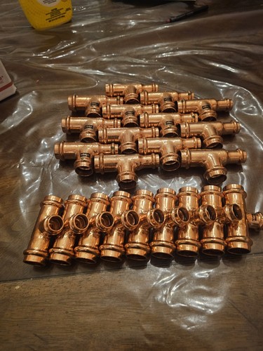 LOT OF 22 VIEGA PROPRESS straight TEE Fitting 1/2in. 3/4in. copper crimp