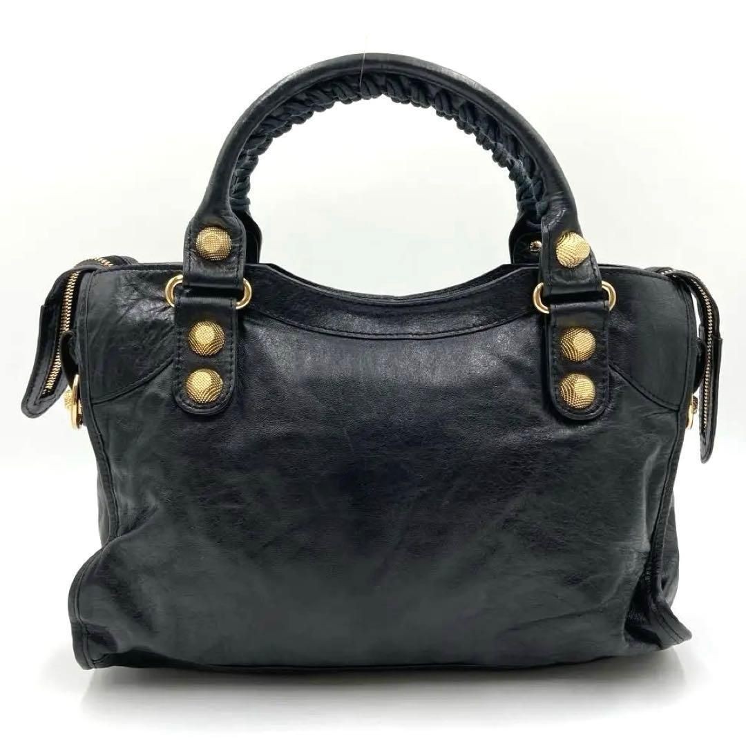 Balenciaga Giant City Black Leather 2Way Handbag Shoulder Bag Used Japan thumbnail 3