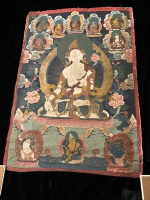 tibetan buddhist thangka painting, hand painted on cloth  28x20