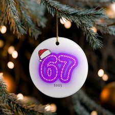 67 meme ornament with Santa Hat Funny 2025 Christmas