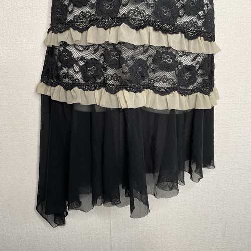 Abito slip vintage Frederick's of Hollywood Whismigoth nero pizzo trasparente taglia M - Foto 4 di 9