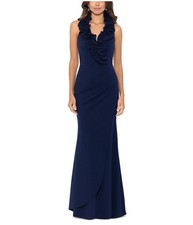 XSCAPE Womens Ruffled Long Gown Dress