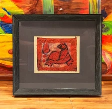 Vintage Mid Century MCM Framed / Signed Martin Original Mixed Media Painting