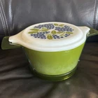 3pc Vintage Pyrex "Promo Grape" Lidded 1 Qt. Casserole Dish w/Carrier Caddy #473