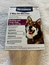 PetArmor 7 Way De-Wormer 2 Flavored Chewables For Medium To Large Dogs exp 02/27