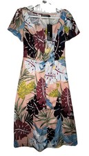 NWT Allegra K Peach Floral Button Front Short Sleeve Dress Women’s Size XS