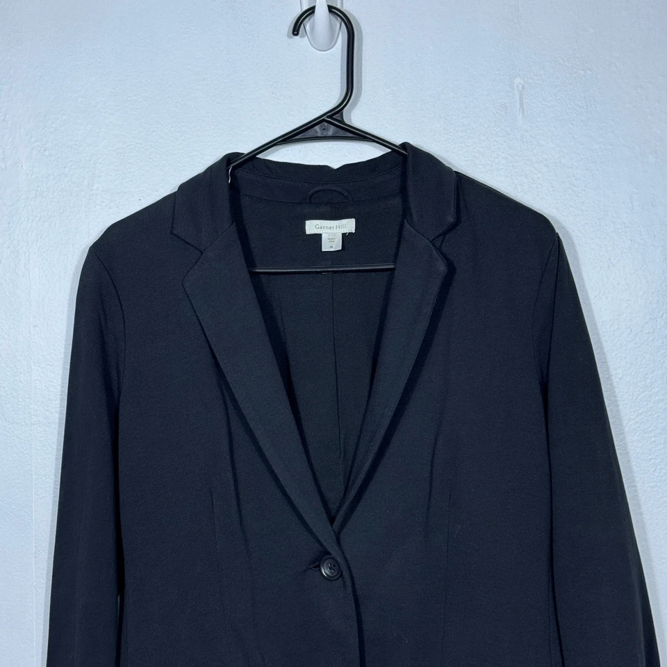 Blazer tejido jersey algodón negro Garnett Hill para mujer talla 6 minimalista carrera otoño Foto 3 de 4