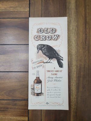 1939 Old Crow Whiskey Vintage Print Ad Kentucky Straight Bourbon Rye American