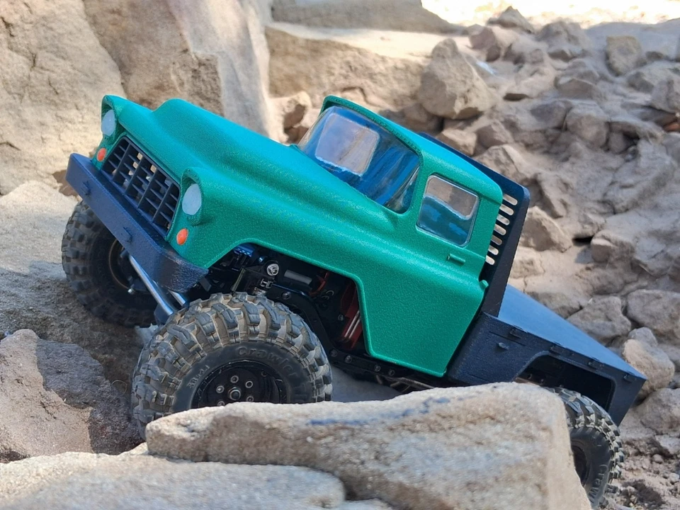 AxialSCX24 truck body green Chevy3800 1955Flatbed Fits C10 JLU Bronco & Basecamp - Image 2 of 4