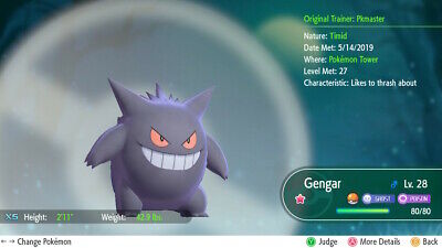 Shiny Gastly/Gengar 6IV - Pokemon X/Y OR/AS S/M US/UM Let's Go Sword/Shield