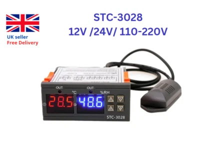STC-3028 12/24/110-220V Dual Temperature Humidity Controller Digital Thermostat