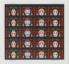 USPS SHEET OF 20 DAY OF THE DEAD 1 ounce stamps sent from OKC, OK