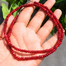78 Cts Earth Mined Enhanced Red Ruby Faceted Beads Necklace Jewelry JK 30E422