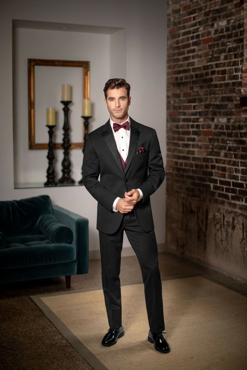 Black Men's Suit Business Formal Dinner Party Prom Groom Tuxedo