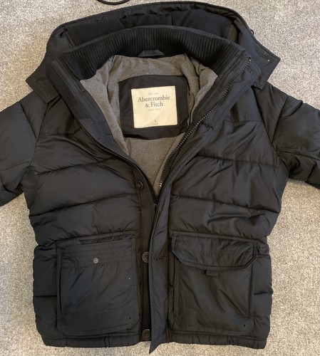 Black Hooded Puffer Jacket / Mens Size 