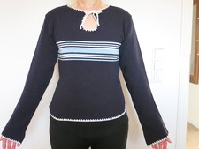 Pullover blau weiß gestreift retro 70 er Jahre retro vintage ausgefallen
