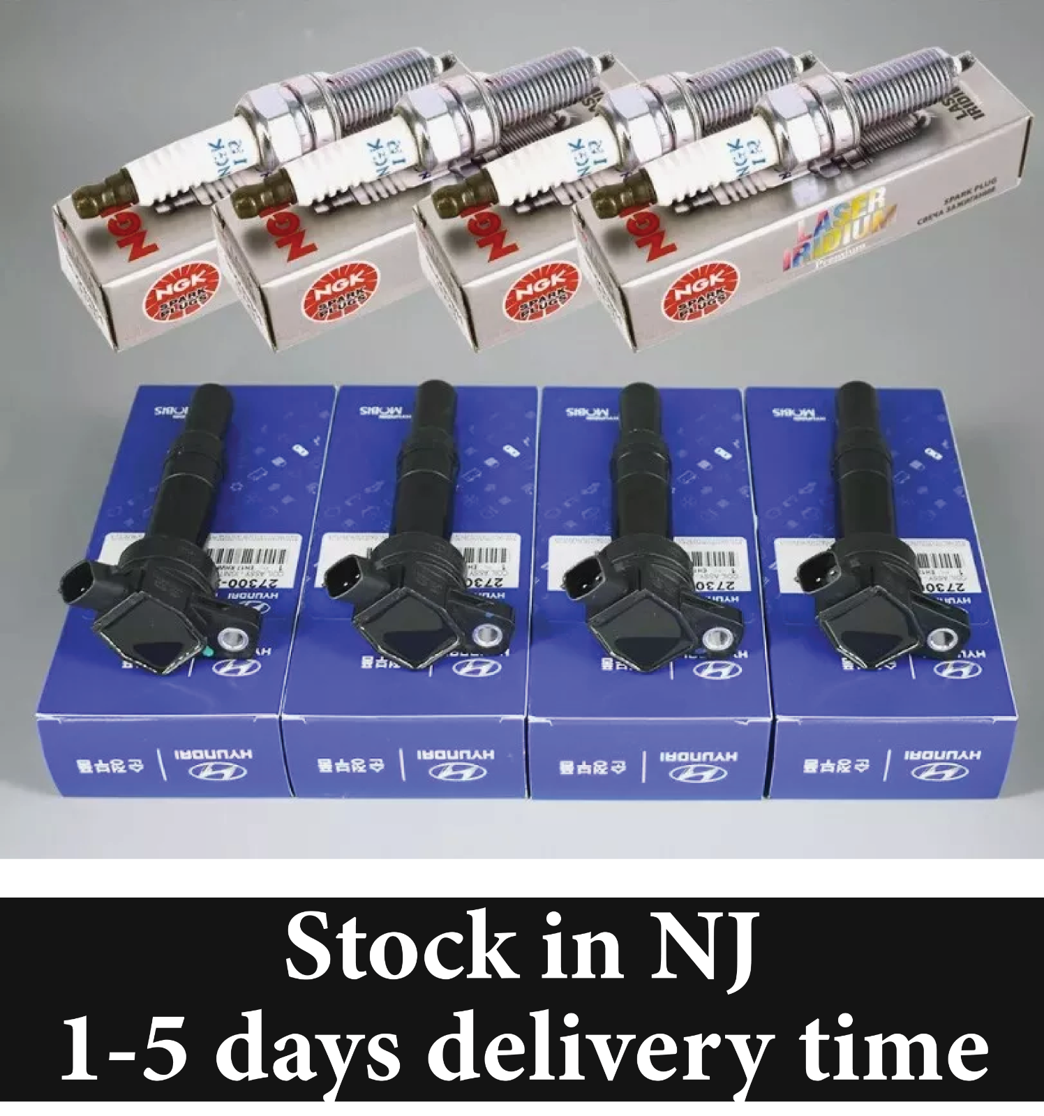 NEW 4Pack Ignition Coils + Spark Plugs for Hyundai Elantra Kia 27300-2E000 UF651