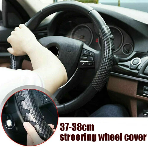 2x Cubierta Elevadora Volante Coche Fibra Carbono Antideslizante Accesorios Universales - Imagen 4 de 12