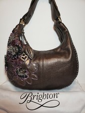 BRIGHTON FABIOLA 3D FLORAL APPLIQE MASTERPIECE EMBROIDERED SHOULDER HANDBAG $450