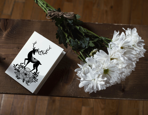 Floral Reindeer A3 A4 A5 Reusable Stencil Shabby Chic Craft Wedding / Snow51 - Picture 2 of 5