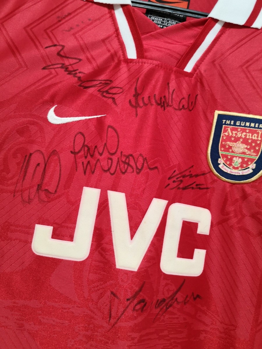 SIZE L ARSENAL 1996-1998 SIGNED HOME FOOTBALL SHIRT JERSEY | eBay 
