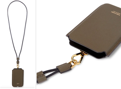 Tom Ford Grain Leather IPhone Phone Case Lanyard Pouch Tasche Bag Neck Strap New