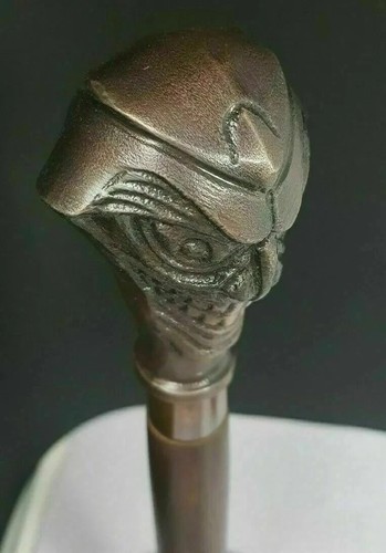 Antique batman joker head Metal Handle Strong Wooden Walking Stick Vintage Cane - Picture 3 of 5