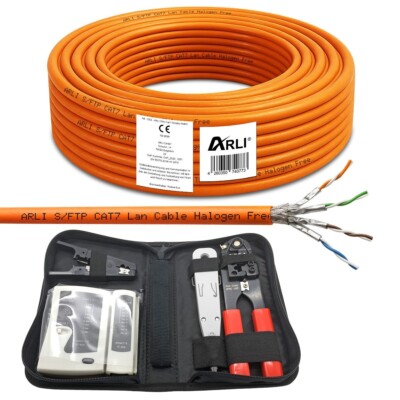 50m Cat7 Netzwerkkabel Werkzeug Set Netzwerk Tasche Crimpzange lan Verlegekabel