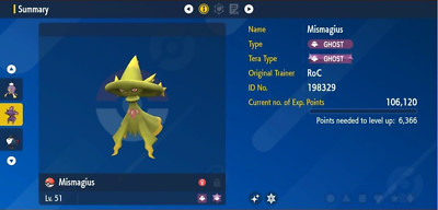 Pokemon Scarlet & Violet 6IV Shiny MISMAGIUS Max EVs