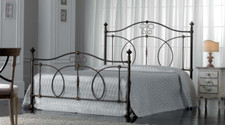 LETTO MATRIMONIALE IN FERRO BATTUTO MARRONE ANTICATO ORO/VERDE DECAPE' (FLO*GIA)