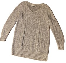 Old Navy Maternity Sweater Sz-M Gray V-neck Cable Knit Breathable Room To Grow