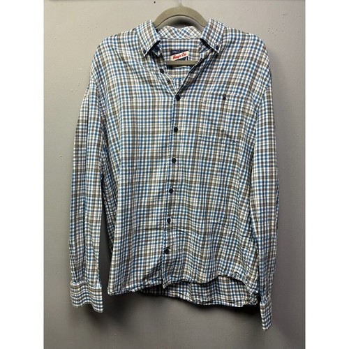 JohnnieO Mens Shirt Mens Blue Plaid Medium Hangin' Out Long Sleeve