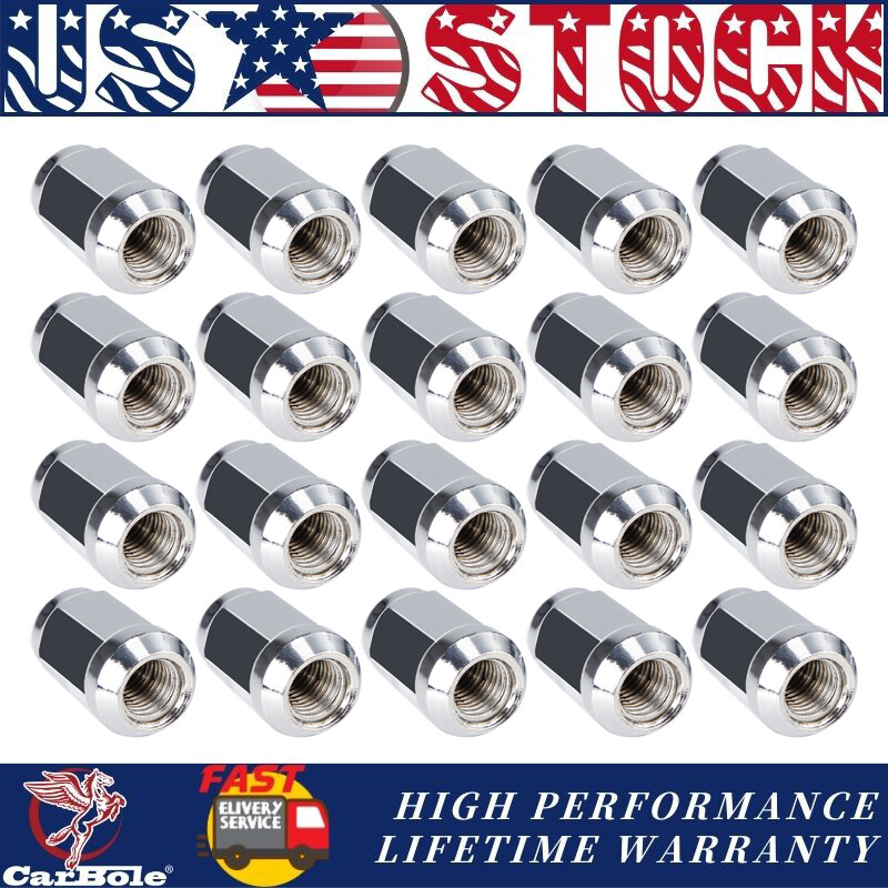 Set 20 Lug Nuts 12x1.5 Chrome Closed End Bulge Acorn Wheel Lug Nut Alloy Steel