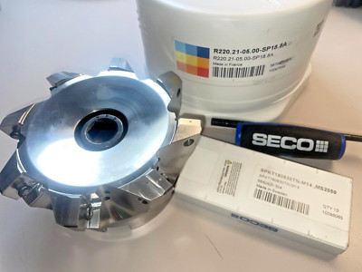 SECO R220.05-00-SP18.8A Indexable 5'' High Feed Milling Cutter w/SPKT1806 Inserts
