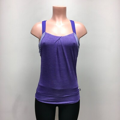 Lululemon Womens Heathered Purple Drawstring Restless Active Power V Tank Top 2