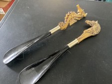  2 Plastic Vintage Shoehorns Horse and Sea Horse